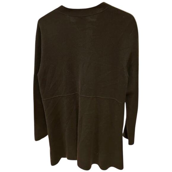 EILEEN FISHER Black Silk Blend Mandarin Collar Button Tunic Sweater Womens LARGE - Picture 2 of 16